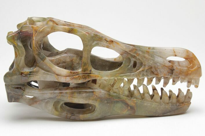 Carved Pietersite Dinosaur Skull #208835